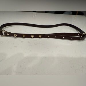 Massimo Dutti Dark Brown genuine leather Belt with brushed brass Studs